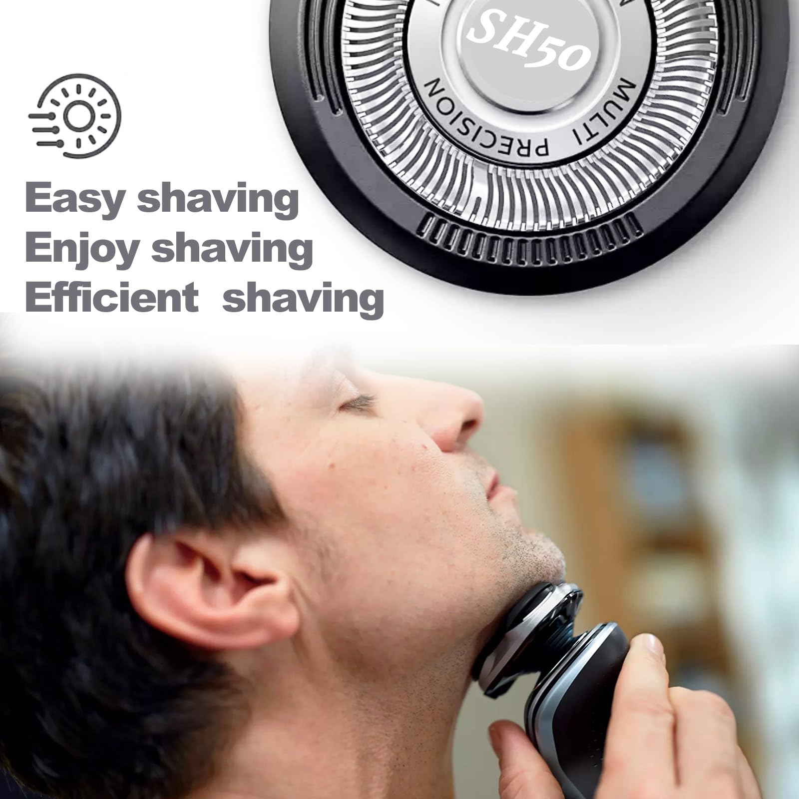 SUPERNB SH50 blades close-up highlight sharp, durable blades for smooth shave.