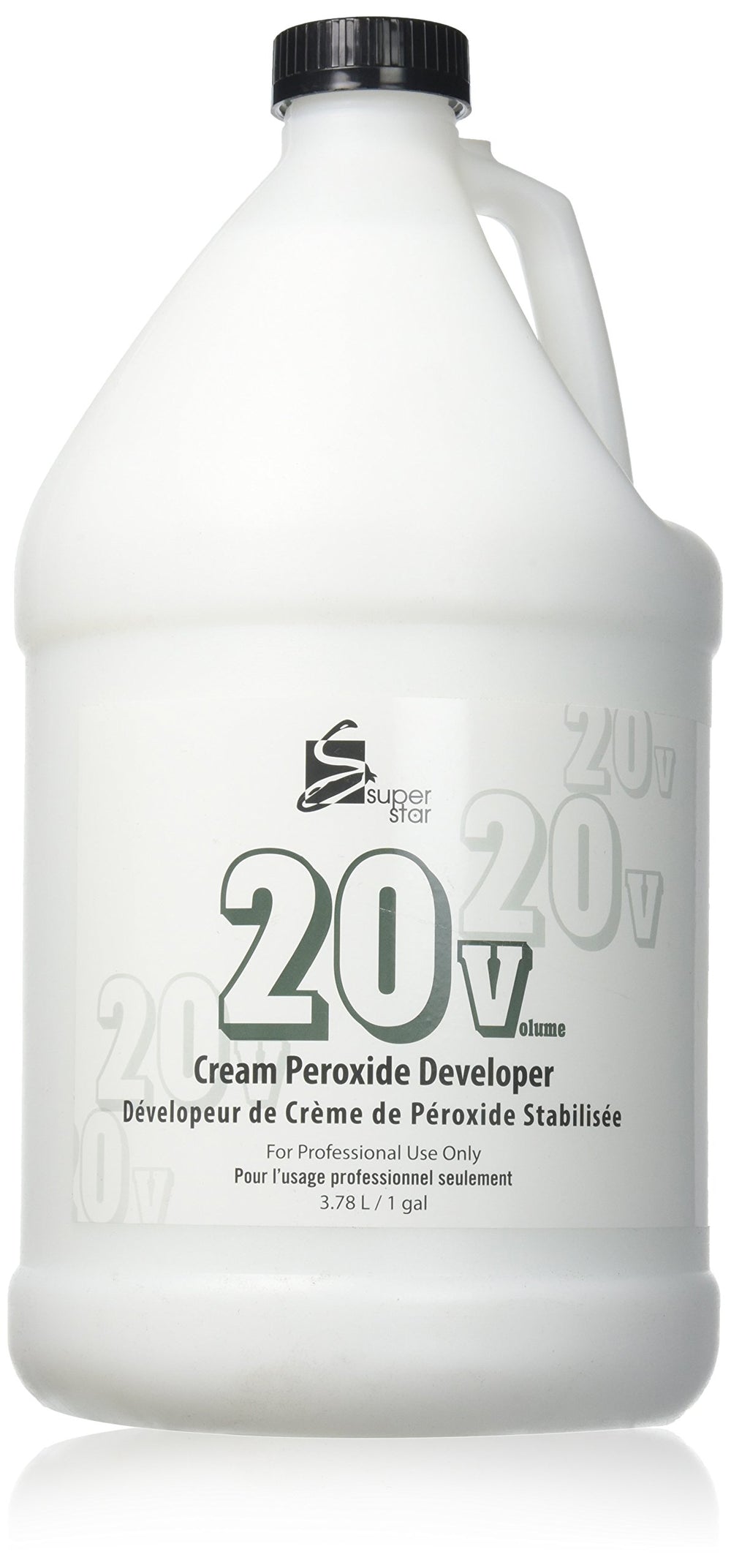 Superstar Stabilized Cream Developer bottle shows non-drip gel formula for precise highlights.