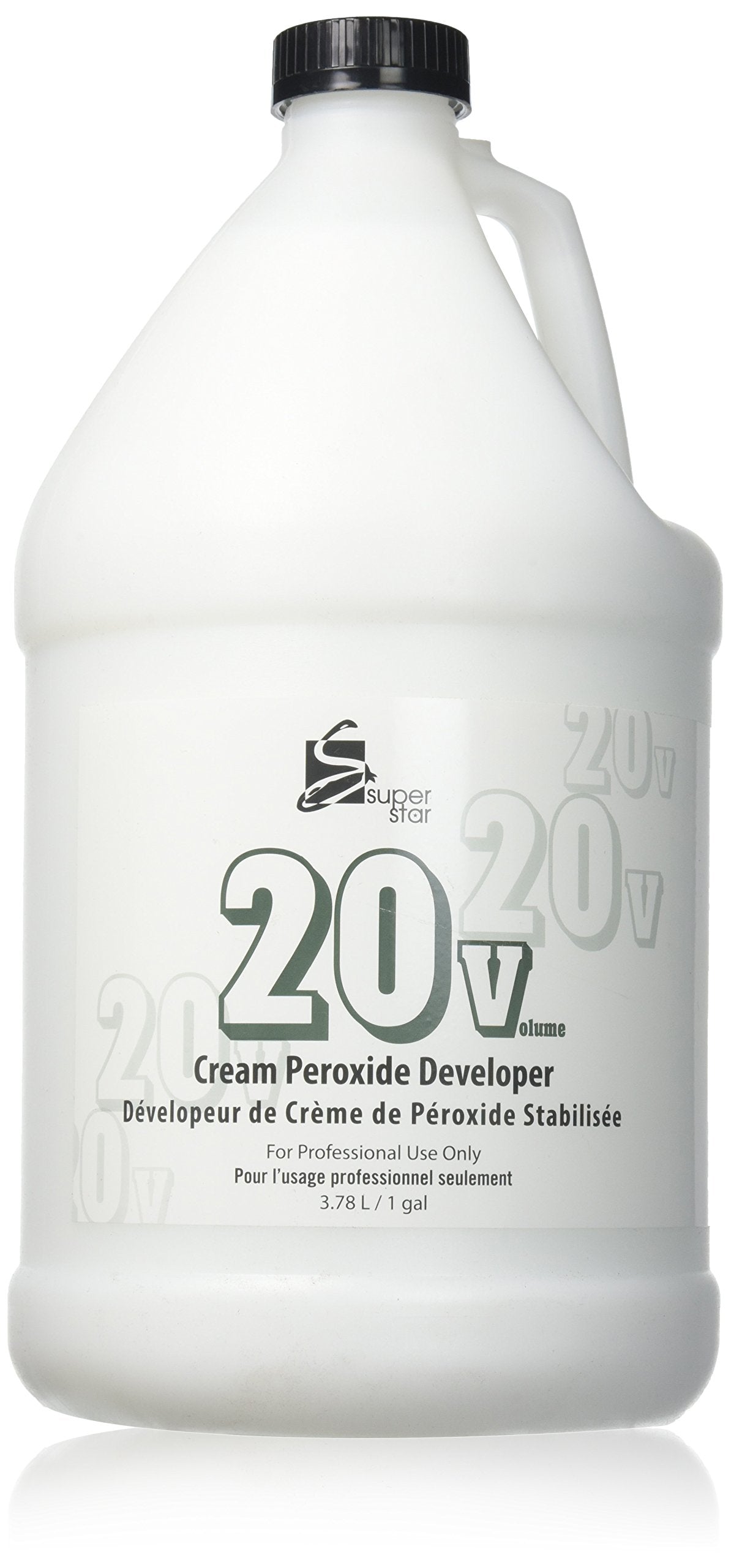 Superstar Stabilized Cream Developer bottle shows non-drip gel formula for precise highlights.