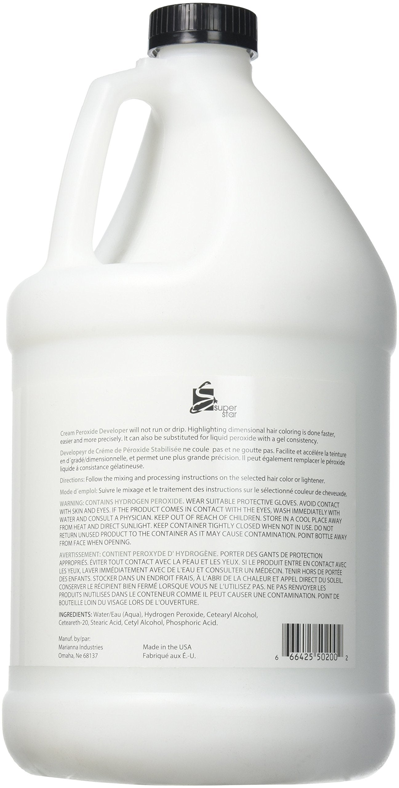 Superstar Stabilized Cream Developer gallon container ready for professional hair color services.