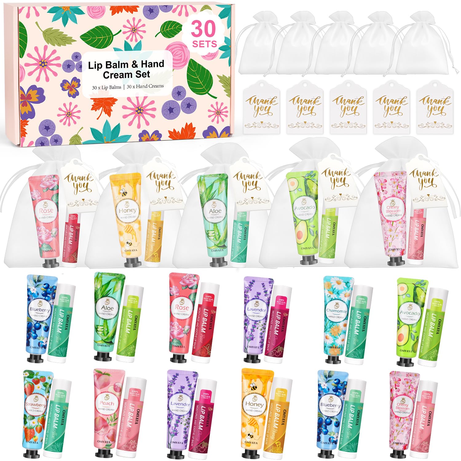SUPERSUN lip balm bulk set with six flavors for hydrating lips and gifting.