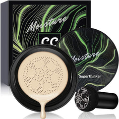 SuperThinker air cushion cc cream mushroom head puff closeup shows soft texture and pore-blurring