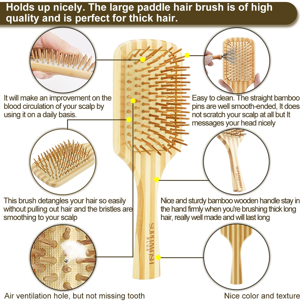 Detangling in action with Superwash Plus bamboo brush on hair