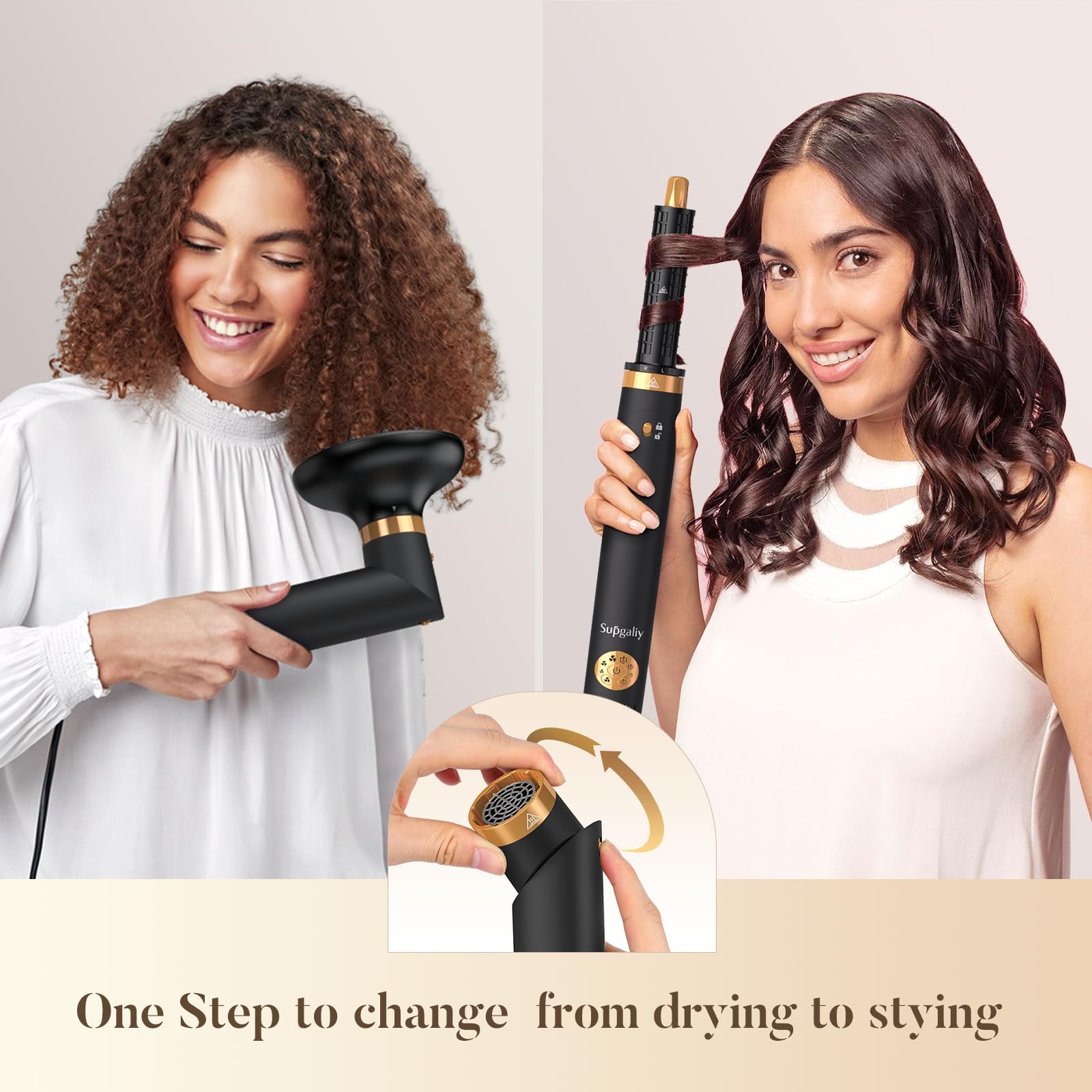 SUPGALIY Air Styler 5 in 1 premium black curling wand for long-lasting curls