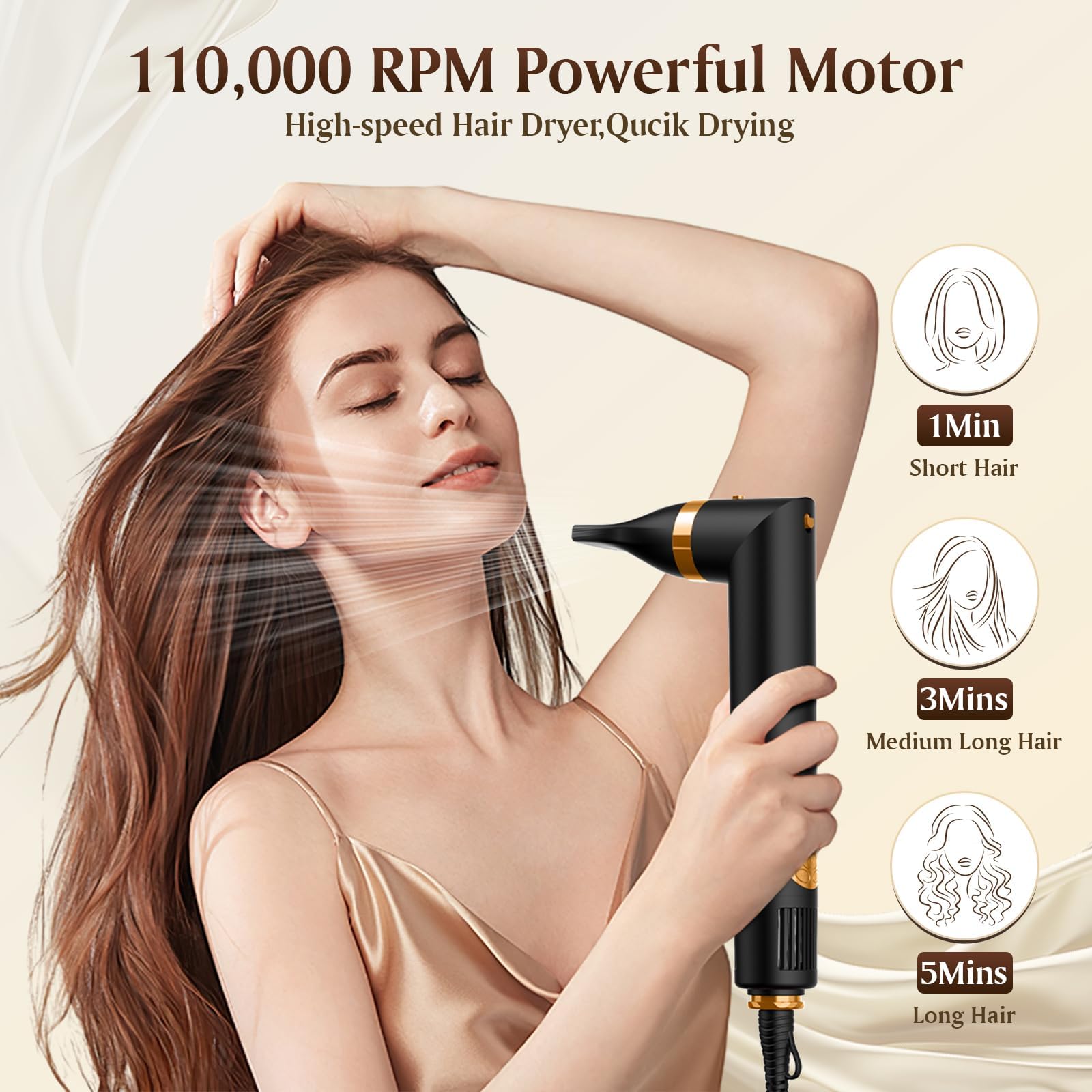 SUPGALIY Air Styler 5 in 1 premium black diffuser for gentle, defined curls