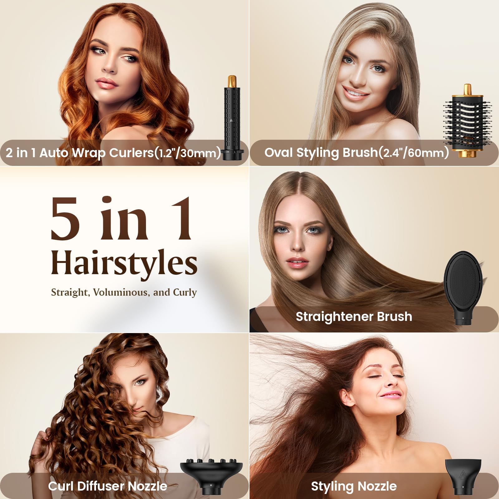 SUPGALIY Air Styler 5 in 1 premium black flat-iron plate for sleek straightening
