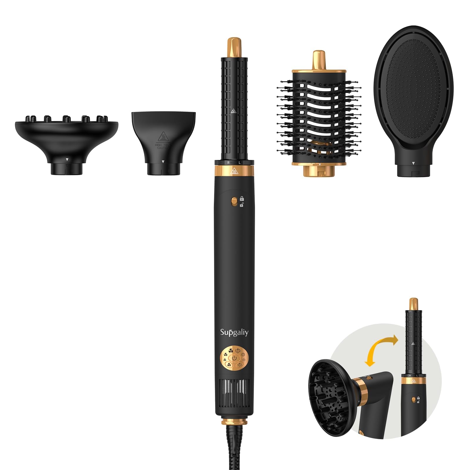 SUPGALIY Air Styler 5 in 1 premium black hair dryer attachment for fast drying and style prep