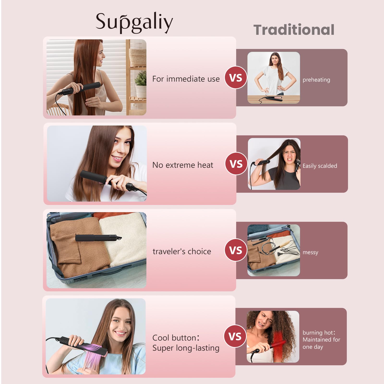 SUPGALIY dark black finish for a sleek home styling tool