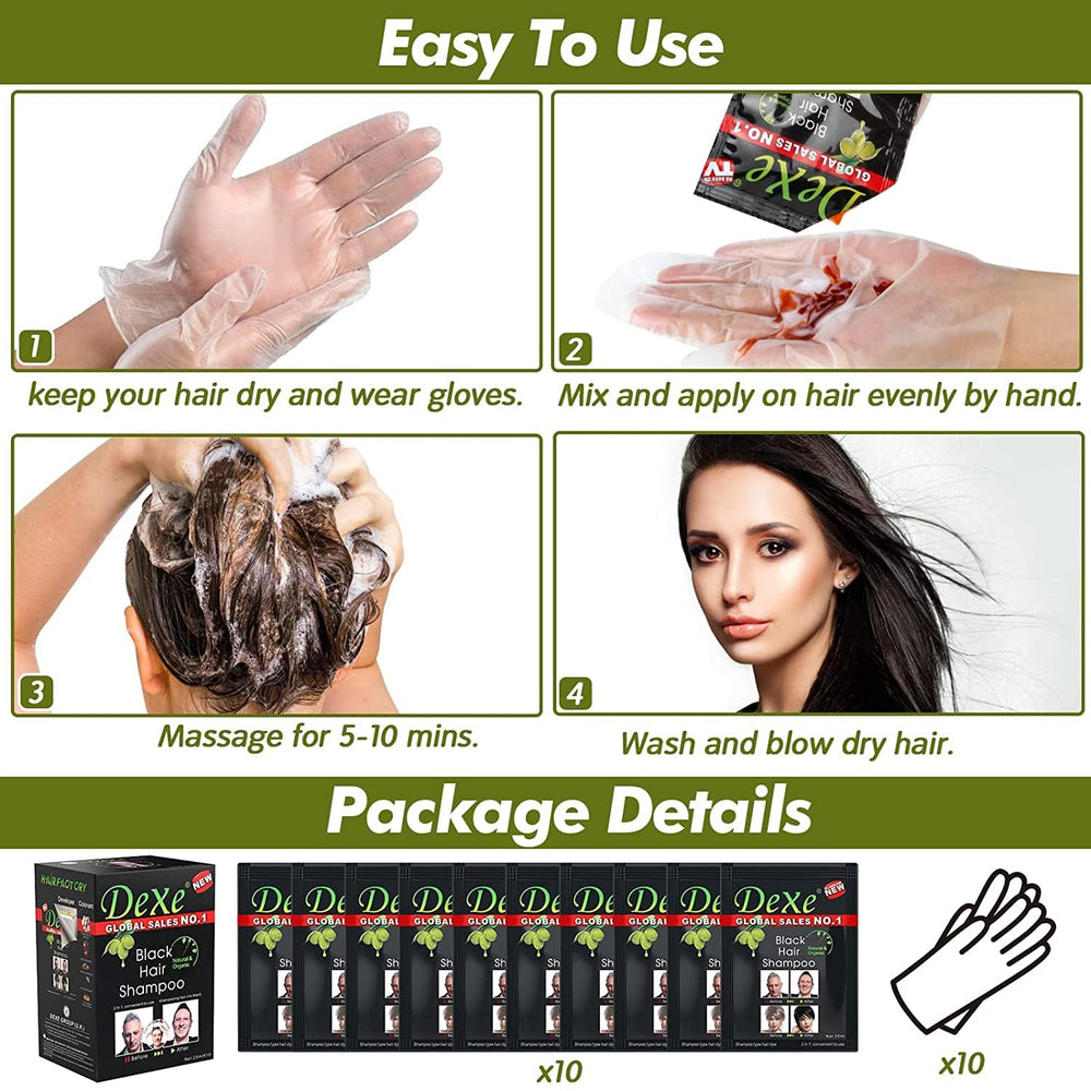 SUPGUDER Dexe black hair shampoo 30-day wear for salon-free color maintenance