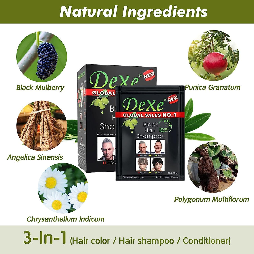 SUPGUDER Dexe black hair shampoo lather close-up shows temporary color boost with natural ingredients