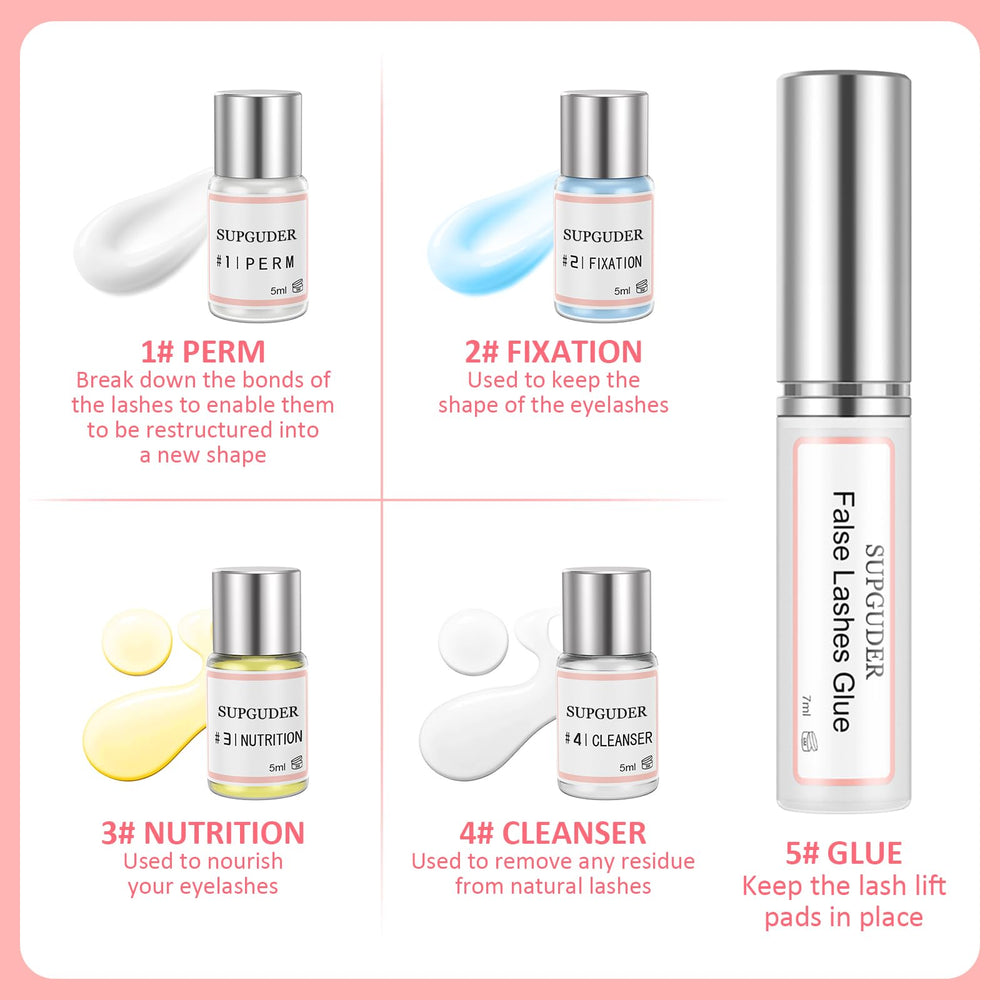 SUPGUDER lash lift kit adhesive ensures stable pad placement for reliable results