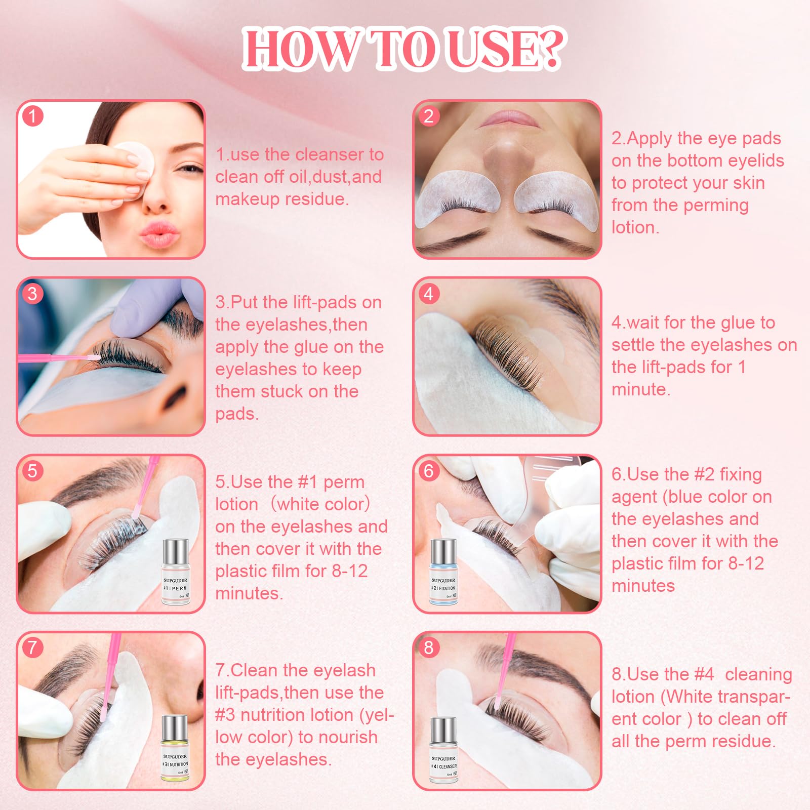 SUPGUDER lash lift kit eye-shields protect eyes during lifting for comfort