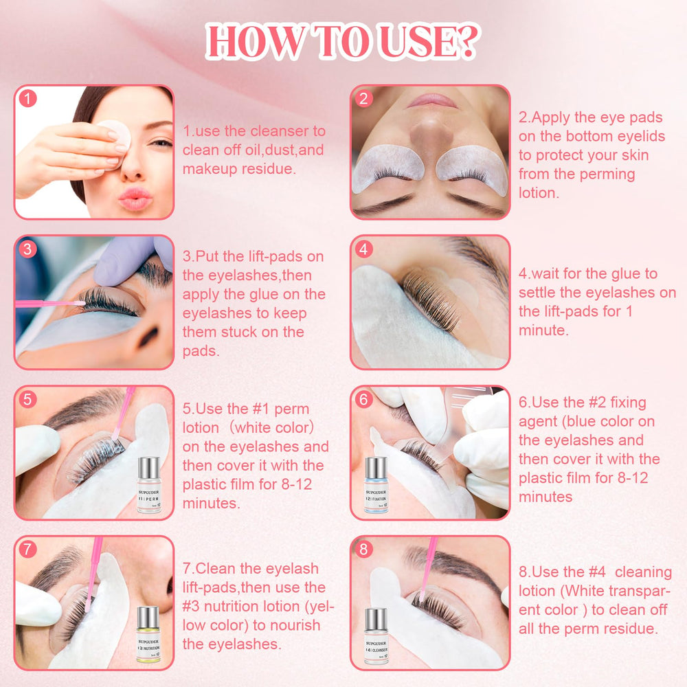 SUPGUDER lash lift kit eye-shields protect eyes during lifting for comfort