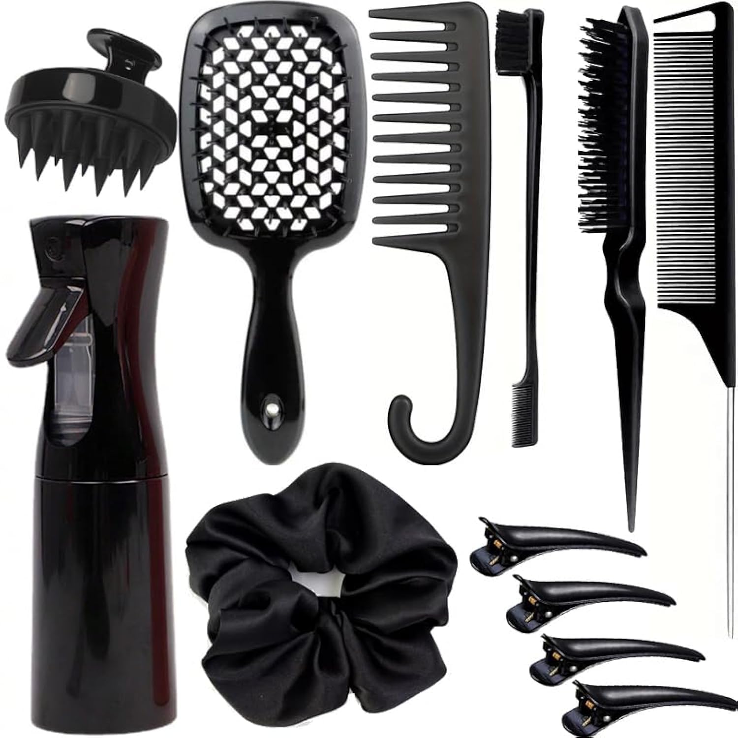 SUPHOUSE hair styling brush set package view demonstrates an all-in-one toolkit for versatile home grooming.