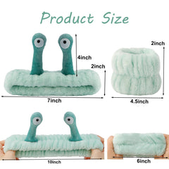 SuPoo snail headband close-up in plush fleece, skin-friendly touch