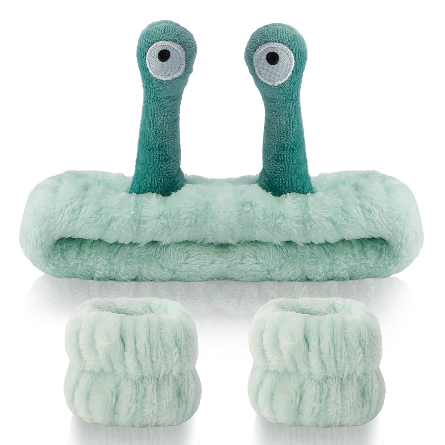 SuPoo snail headband in green, comfy fit for spa and makeup routines