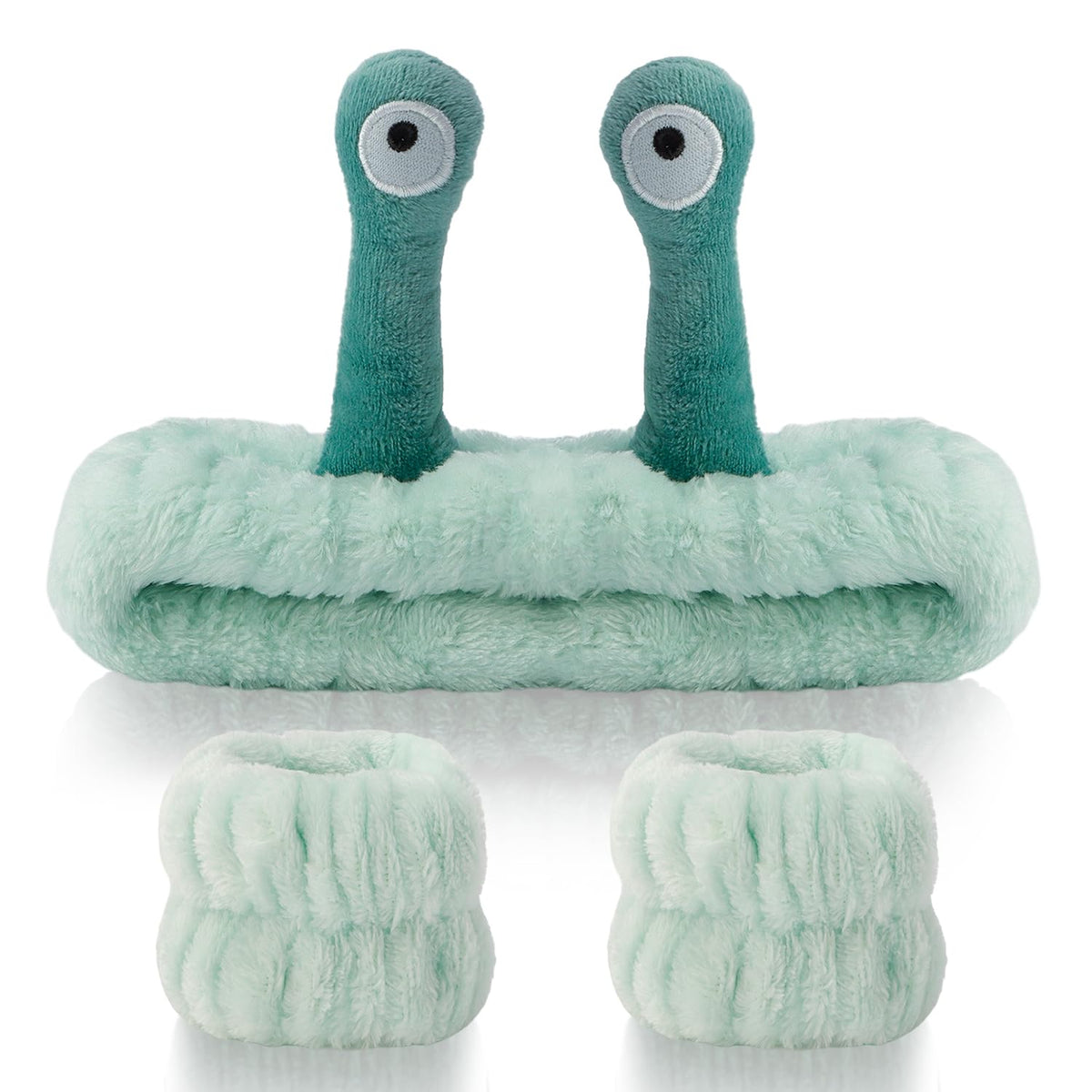 SuPoo snail headband in green, comfy fit for spa and makeup routines