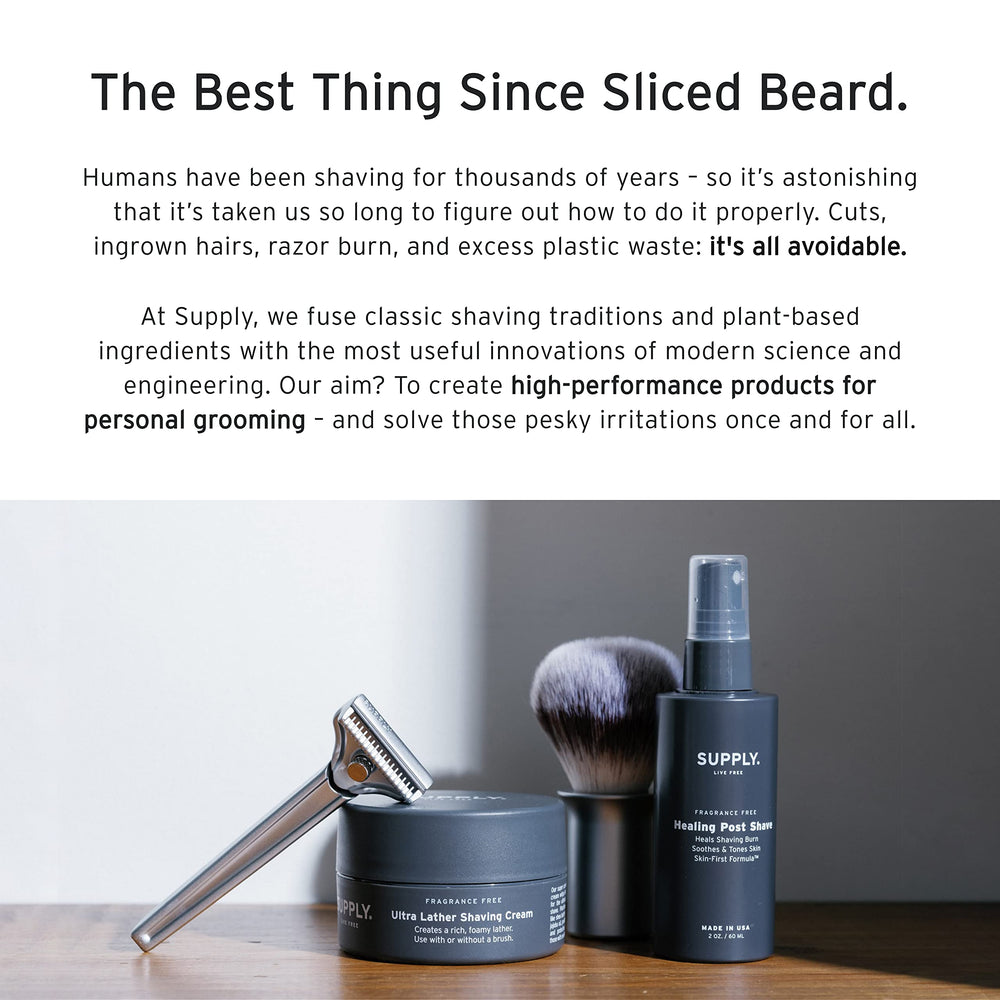 Supply Healing Post Shave 2oz travel packaging ideal for daily use and trips.