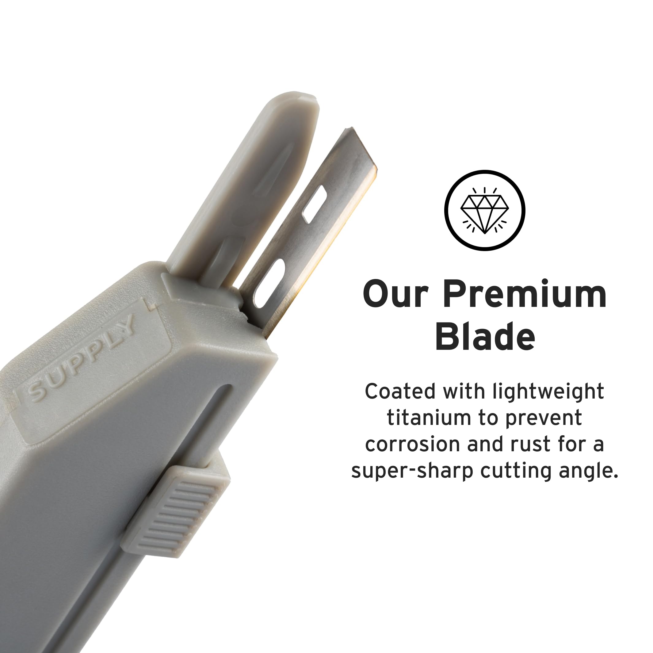 Supply Platinum-label blades insertion into razor head for quick blade swaps.