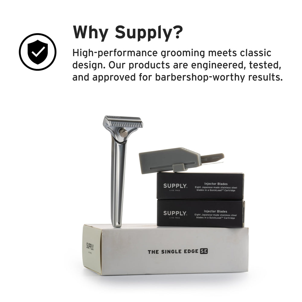 Supply Platinum-label blades beveled edge close-up for confident cutting.