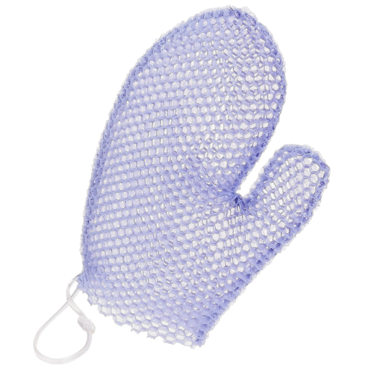 Supracor Spa Bath Mitt Purple closeup shows honeycomb texture for gentle exfoliation.