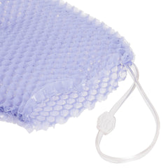 Supracor Spa Bath Mitt Purple in hand demonstrates cleansing, exfoliation, and massaging action.