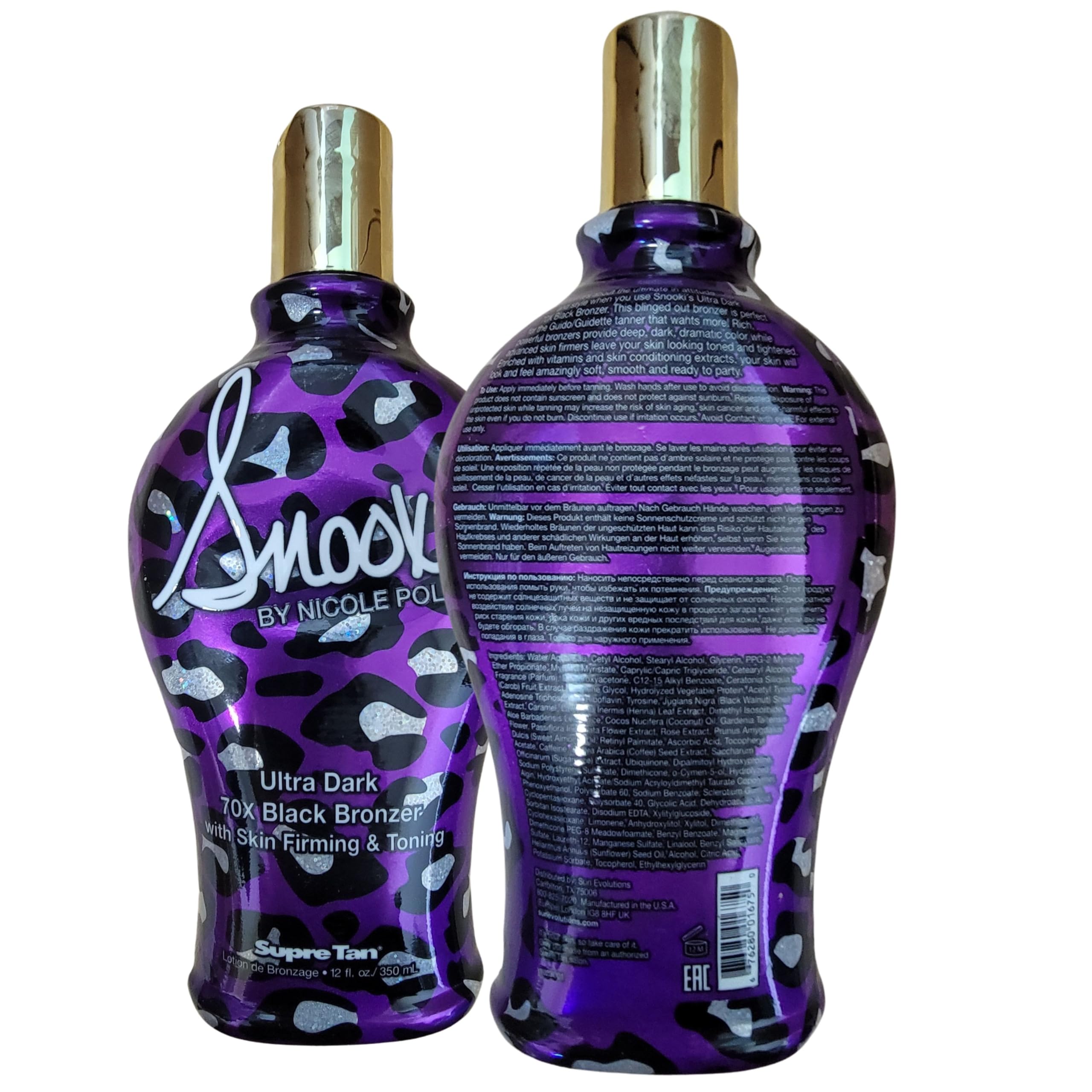 Supre Snooki bronzer application closeup demonstrates easy, even application.