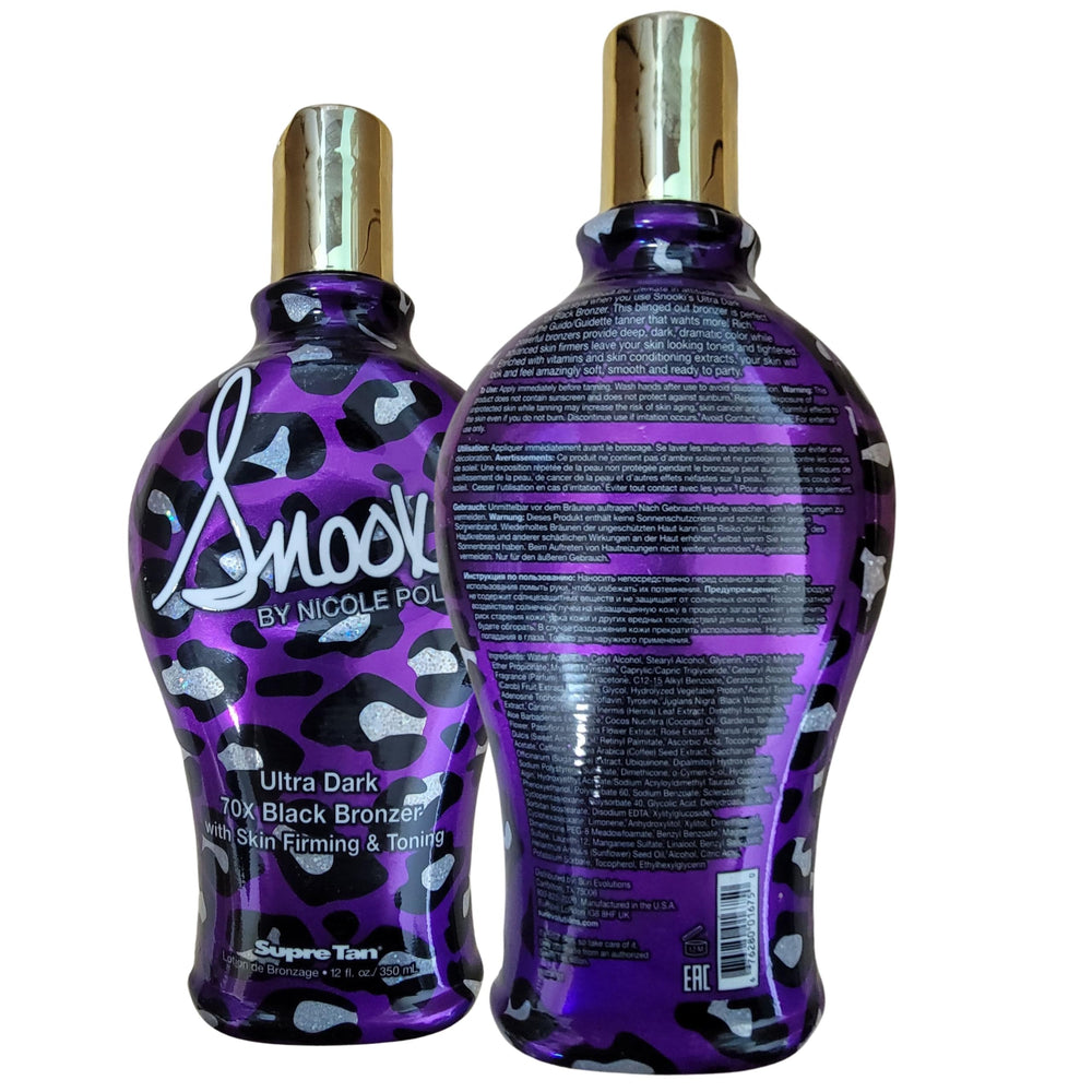 Supre Snooki bronzer application closeup demonstrates easy, even application.