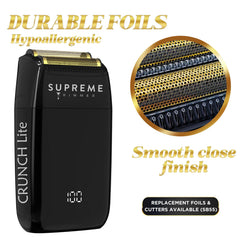 Supreme Trimmer SB55 cutter-assembly shows clean alignment for dependable cuts.