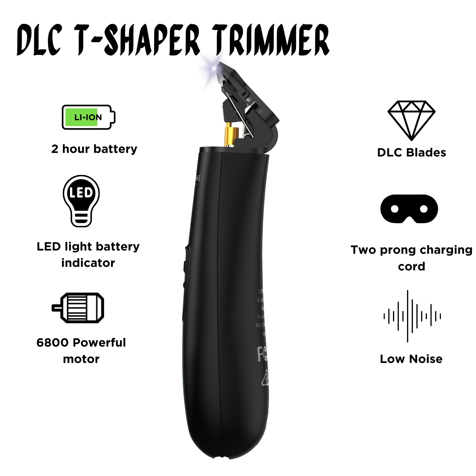 Supreme Trimmer T Shaper DLC blade close-up highlights smooth, snag-free cuts.
