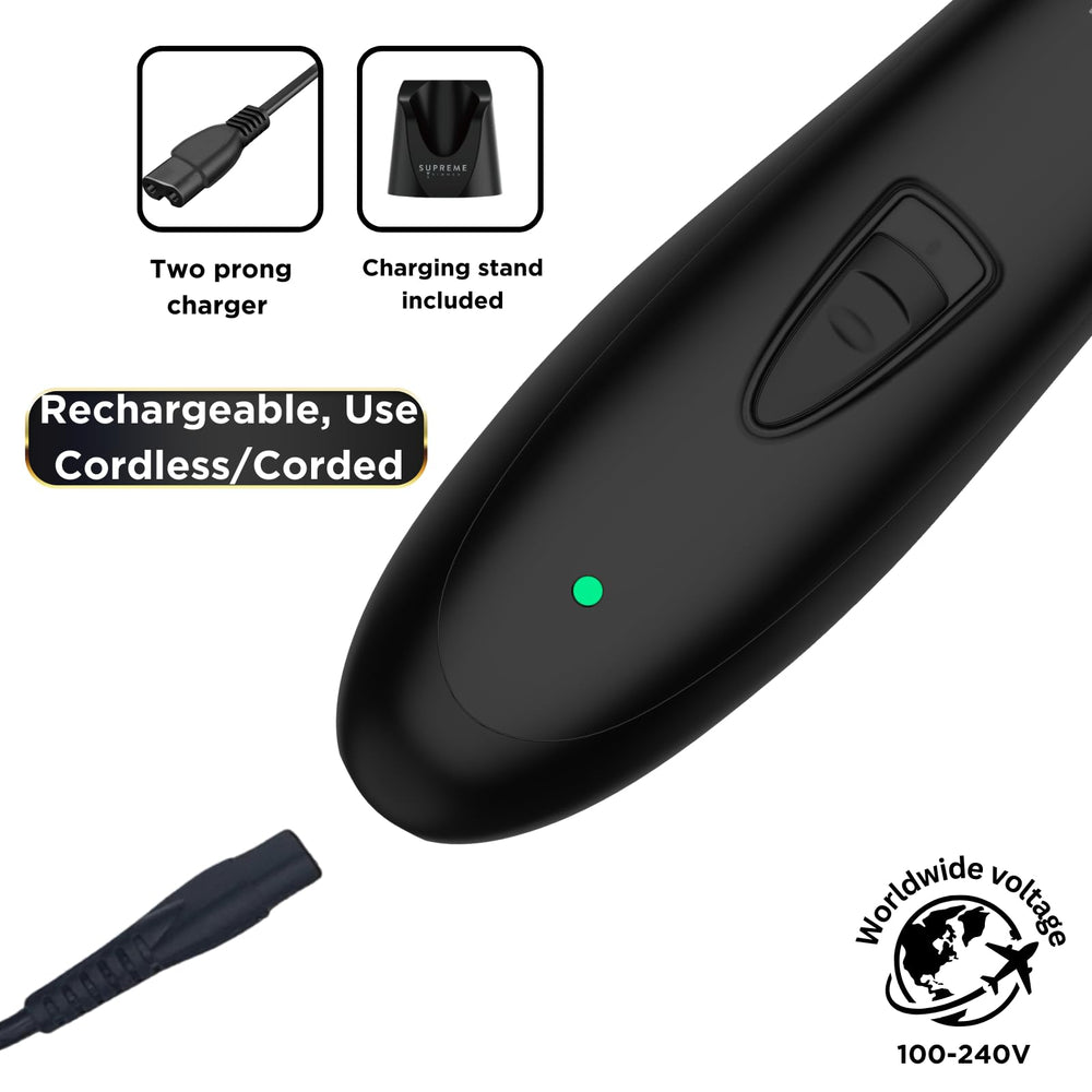 Supreme Trimmer T Shaper LED display shows battery life.