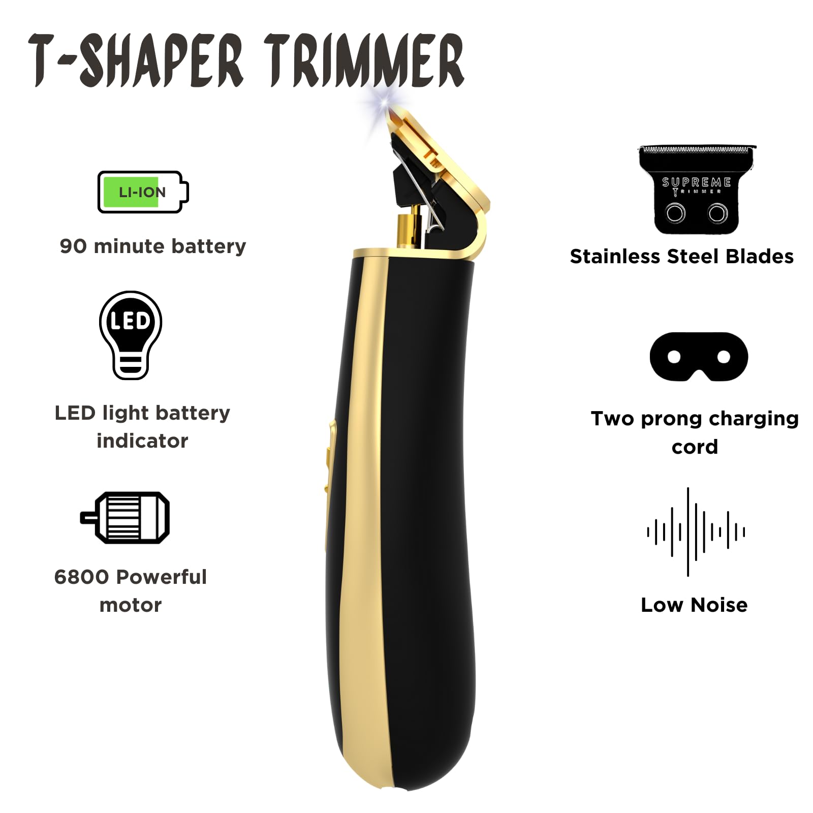 Supreme Trimmer T Shaper zero-gap blade delivers smooth trimming with reduced snagging.