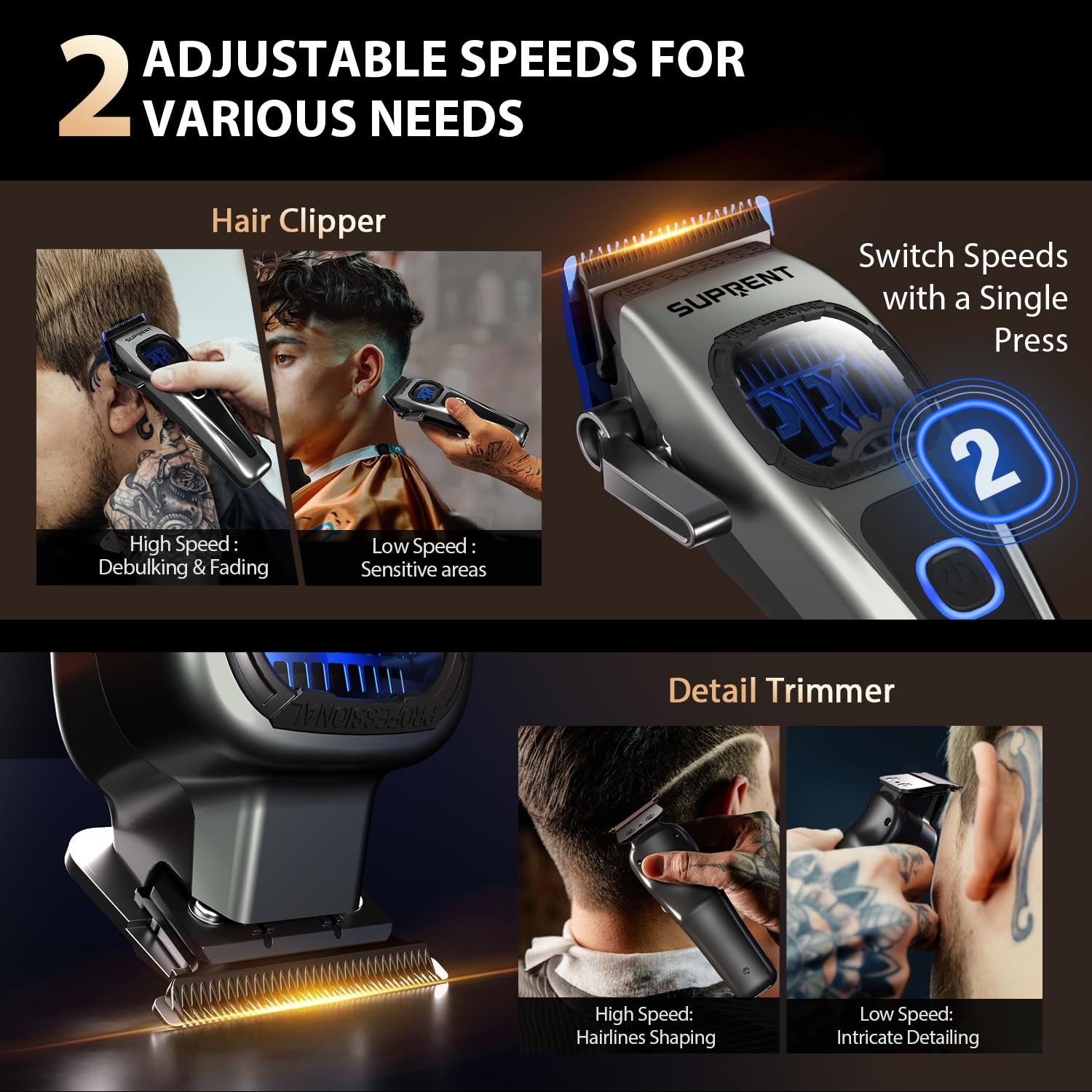 SUPRENT 2500mAh battery indicator highlights long cordless sessions