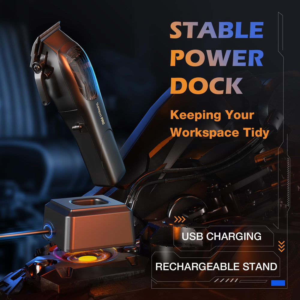 SUPRENT PRO cordless charging base keeps charging neat and ready.