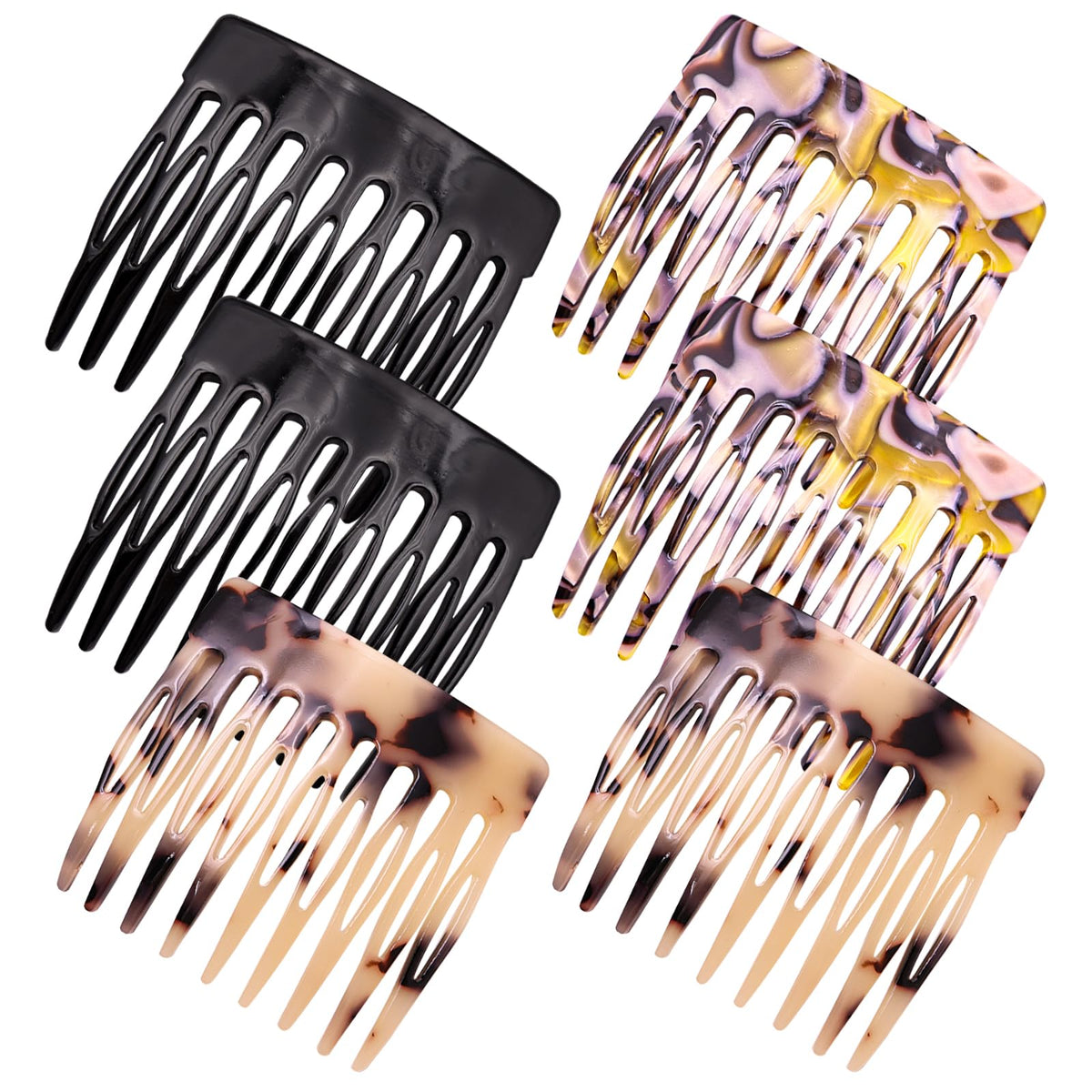 Suptizizkz black small French side combs, close-up, secure hold for elegant styling.
