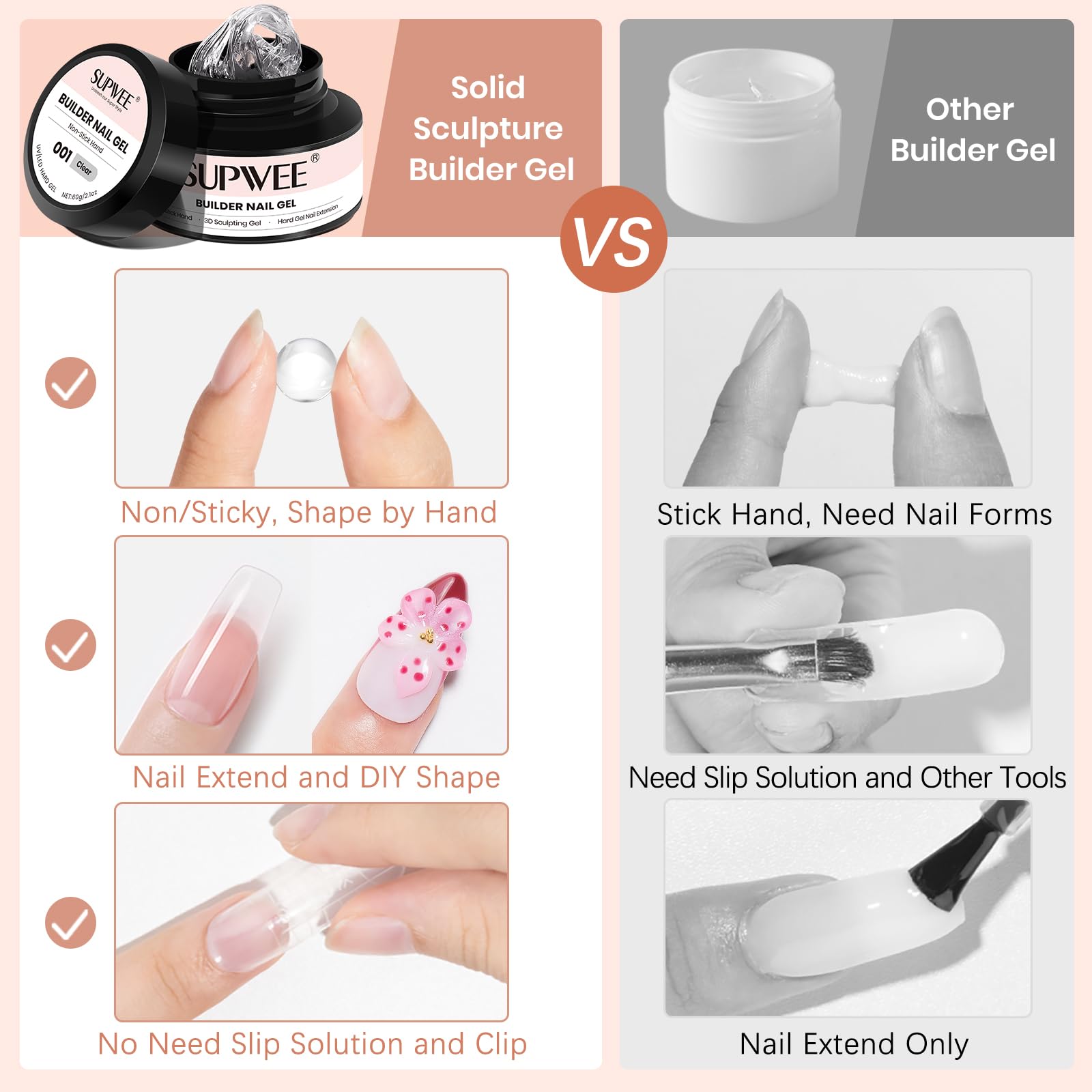 SUPWEE 3D flower sculpting gel for intricate nail art