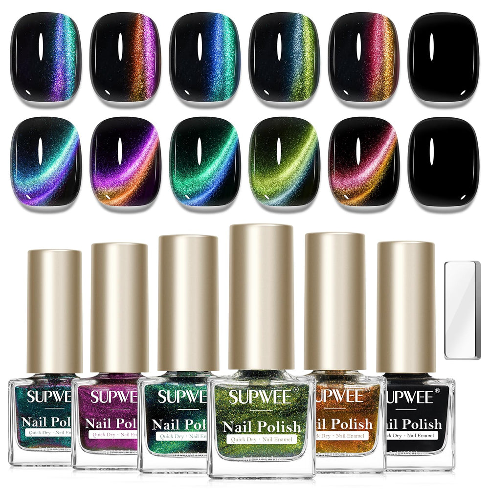 SUPWEE 9D cat-eye base black swatch delivering dramatic magnetic shimmer.