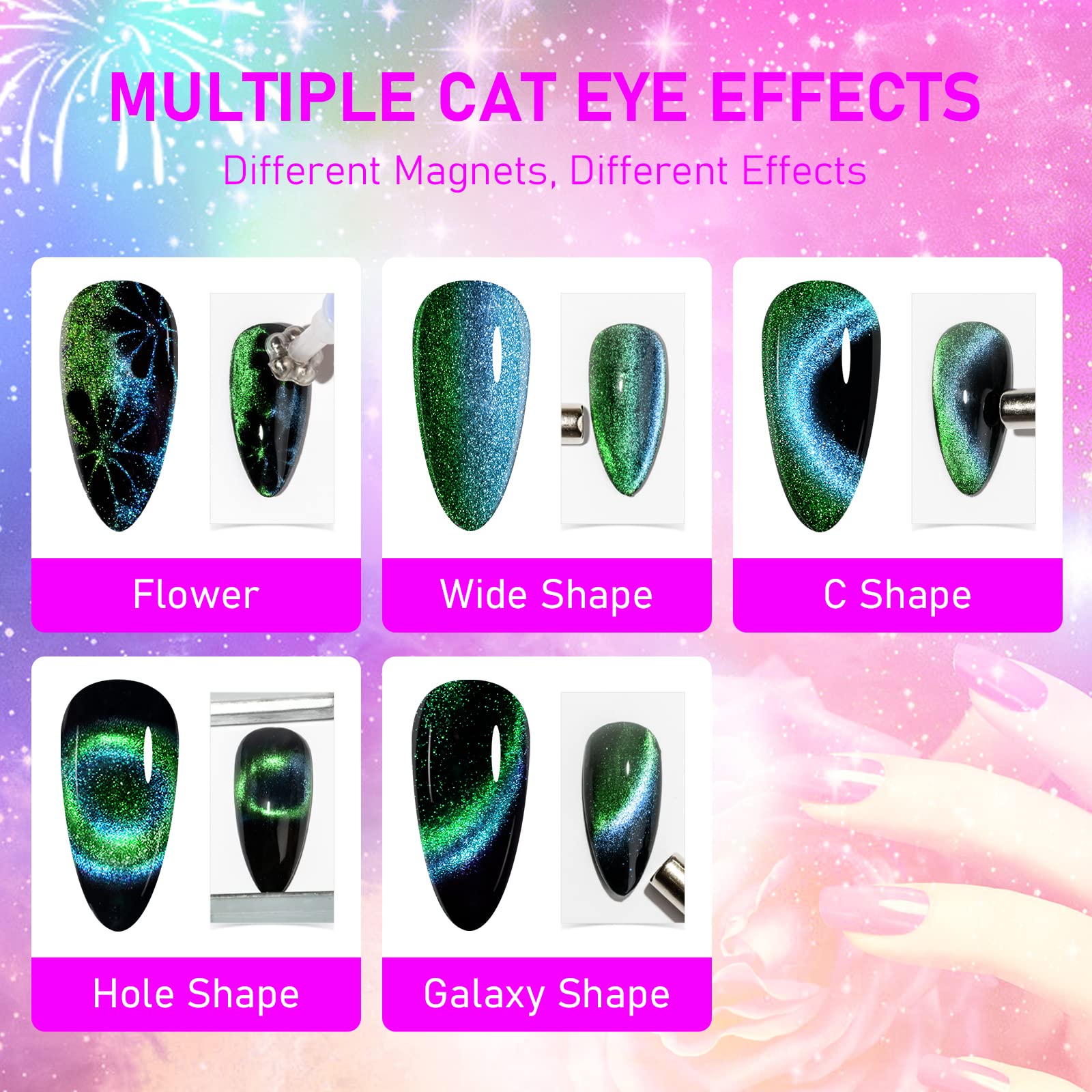 SUPWEE cat eye aurora effect for shifting colors under light.