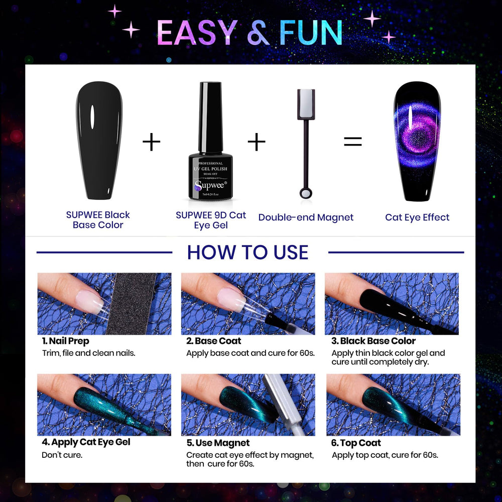 SUPWEE Magnetic stick close-up highlights dual-head tool for cat-eye effects.