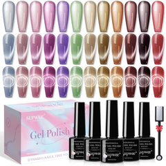 SUPWEE cat eye magnet nail polish pack shows magnetic effect for eye-catching designs