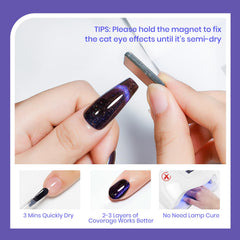 SUPWEE Cat Eye Pattern Demo shows magnetic nail art ready for photos