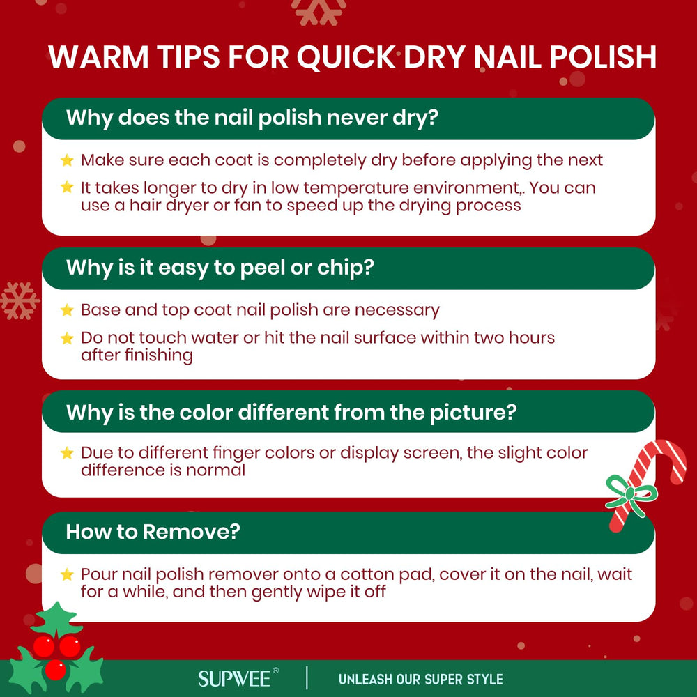 SUPWEE Christmas nail polish set packaging image shows compact travel-friendly kit