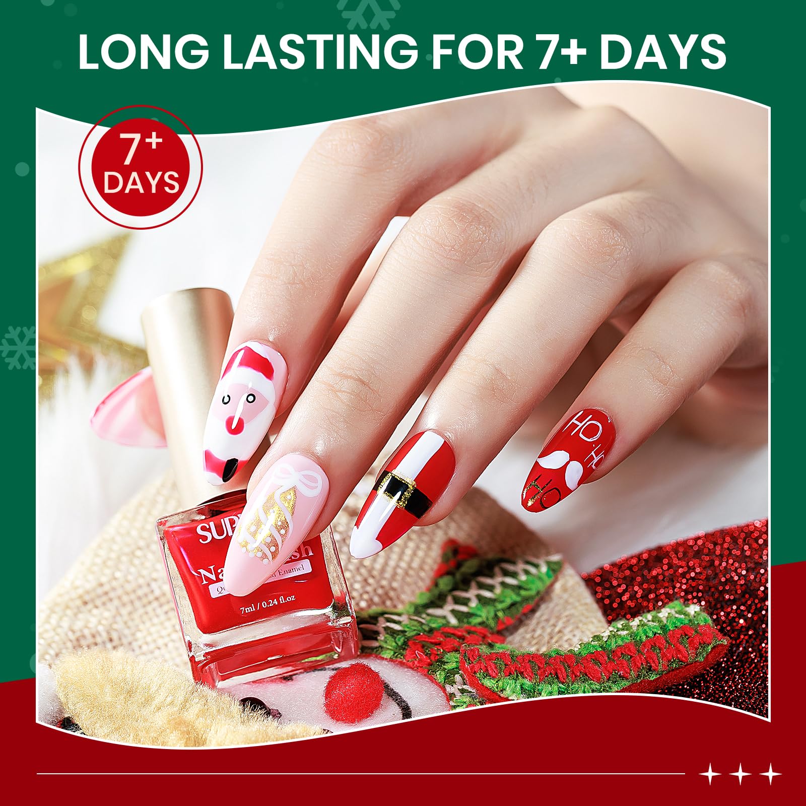 SUPWEE Christmas nail polish silver bottle offers metallic shine for chic festival looks