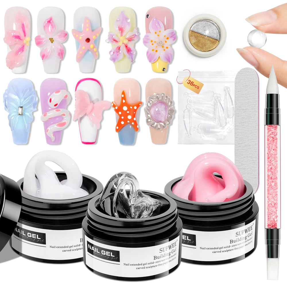 SUPWEE Clear solid builder gel set for at home extensions and shaping