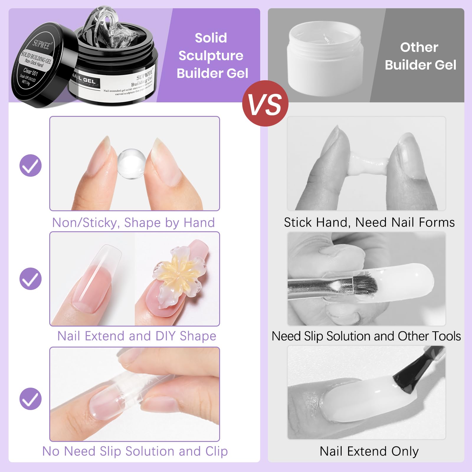 SUPWEE Nail Extend Mold set enables precise sculpting and decorative inlays.