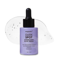 Suquato dark spot serum bottle pump for brightening and evening skin tone.