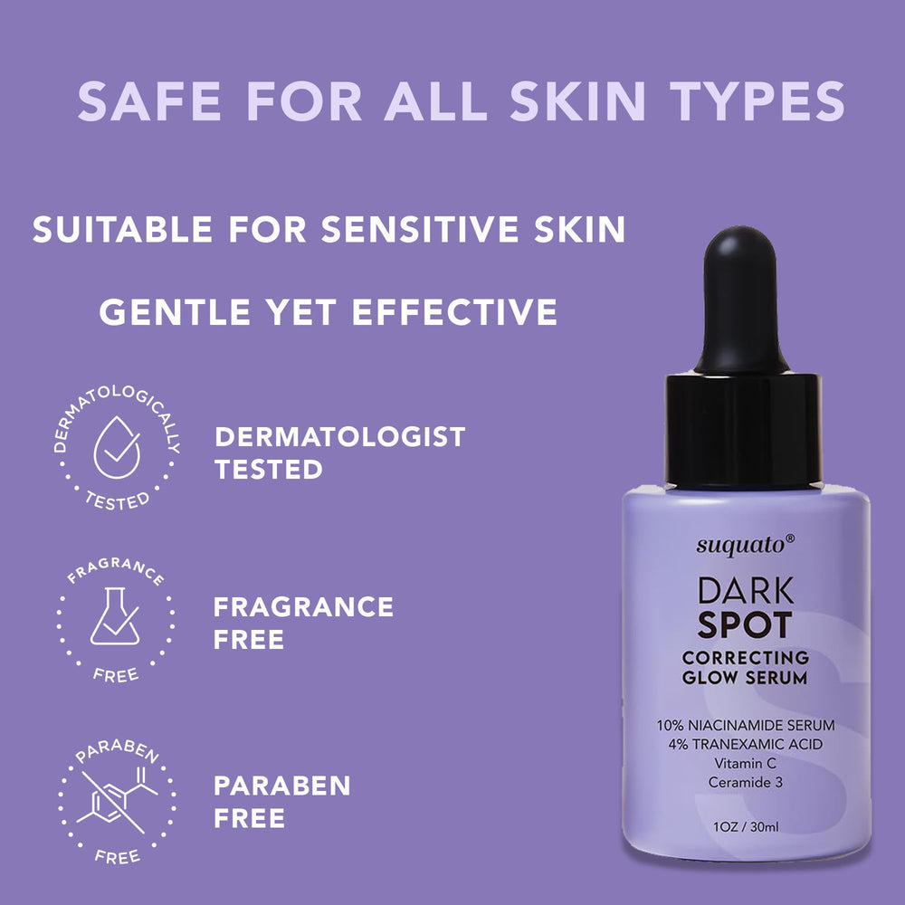 Suquato dark spot serum glow skin result after regular use.