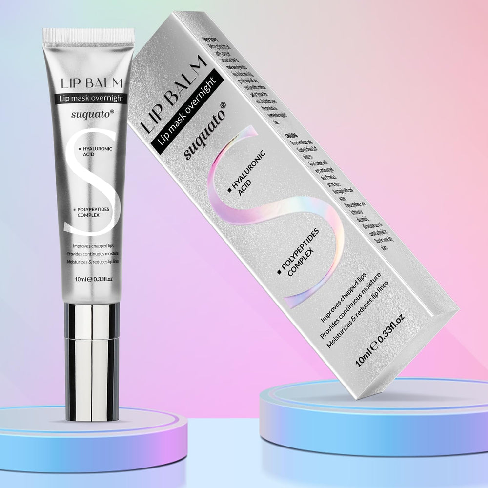 SUQATO night routine setup with mask and balm for refreshed pout