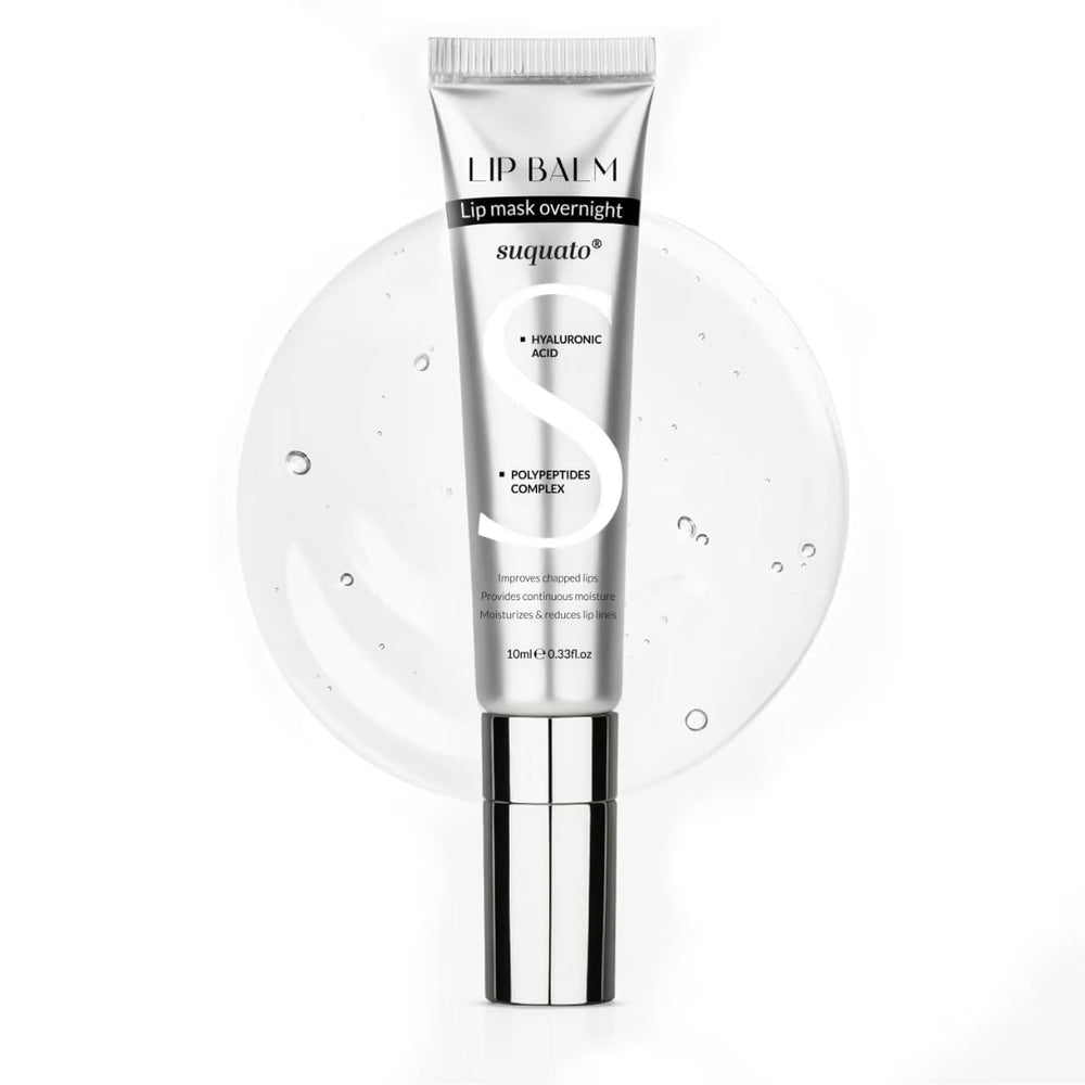 SUQATO peptide lip treatment butter balm texture close-up for hydrating lips