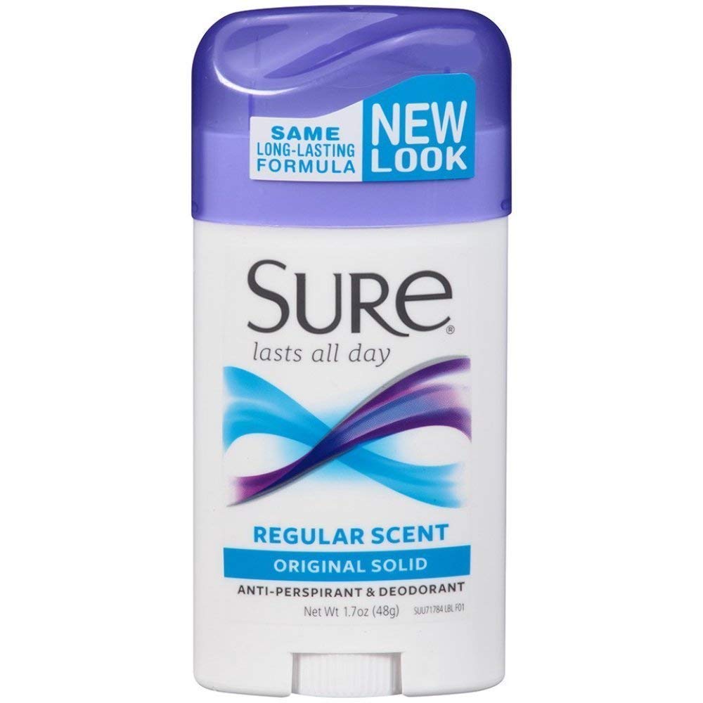 Sure anti-perspirant original solid regular scent pack shot for all-day odor and wetness protection
